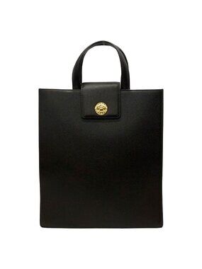 Bvlgari Handbag Dark Brown Gold Turnlock Leather